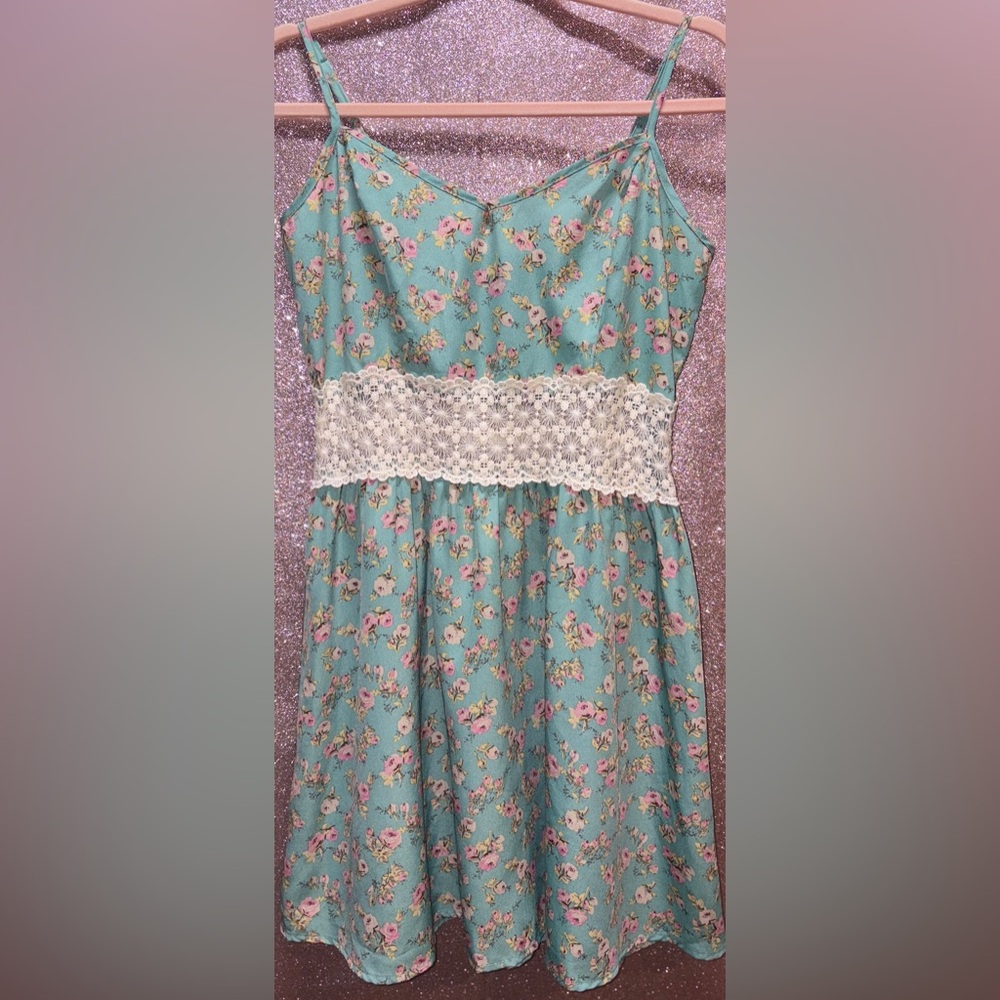 Living Doll Los Angeles Teal Floral Dress